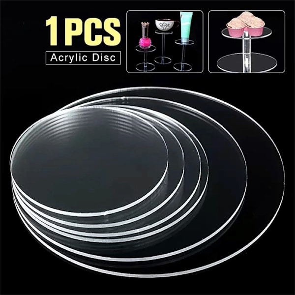 2 mm klar cirkel akrylskivor för runda tårtskivor DIY 24CM