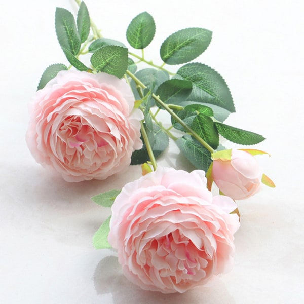 3 Heads Rose European Silk Artificiell Pion Blomma För Hem Ons Pink