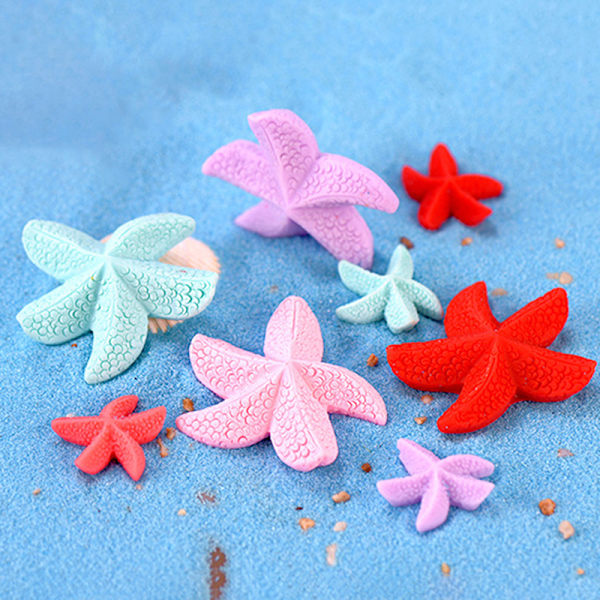 Mini färgglad femuddig sjöstjärna Sea Star Resin Fish Tank St 11