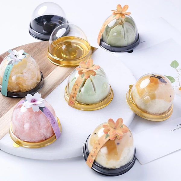 50st fyrkantiga runda månkakebrickor Mooncake förpackningsbox cover Gold quadrate  50g