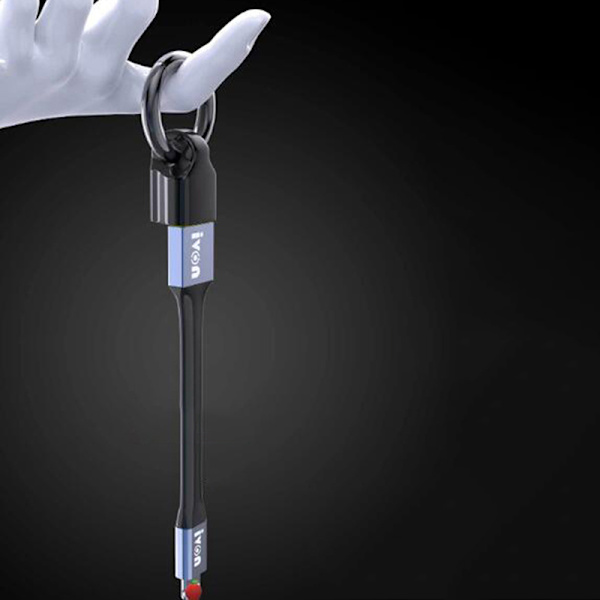 Mininyckelring Bärbar USB -datakabel Micro USB C Typ C Kort Blue iPhone