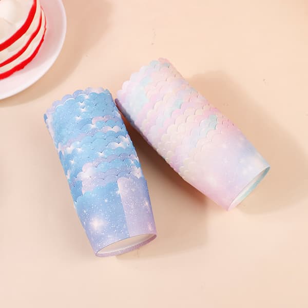 50st Rainbow Cupcake Liners för bakning Gradient Cupcake Wrappe A