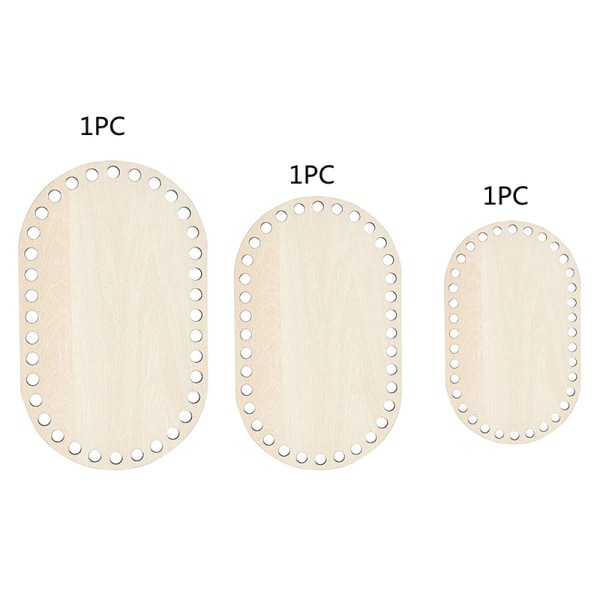 3 st/ set Naturlig träkorg Botten Oval Blank massiv virkning 3pcs