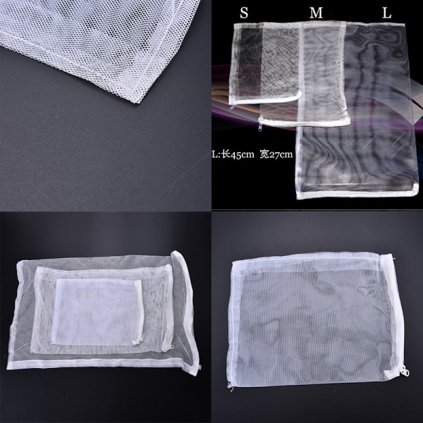 1x akvariefilter blixtlås mesh fish tank blixtlås filterpåse 20*30 CM