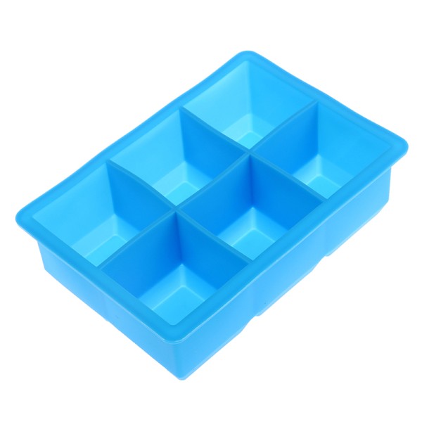 6 Grid Ice Tray Form Stor DIY Grade Silikon Ice Cube Square Blue