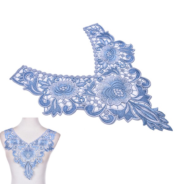 1 st broderade blommor spets halsring hals krage trim kläder S