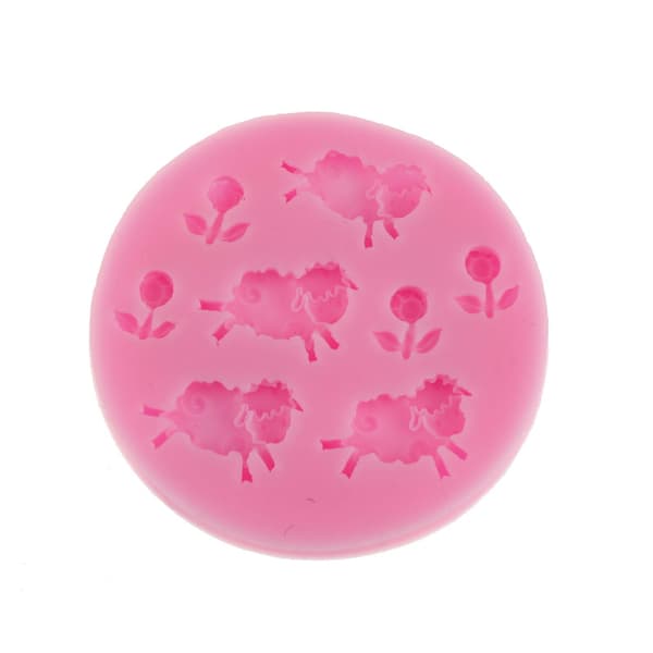 Djur får & blommor solros silikonfondant 3D form C