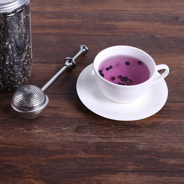 Teleskopisk tesil Steel Tea Sil Full Leaking Tea Mak Silver