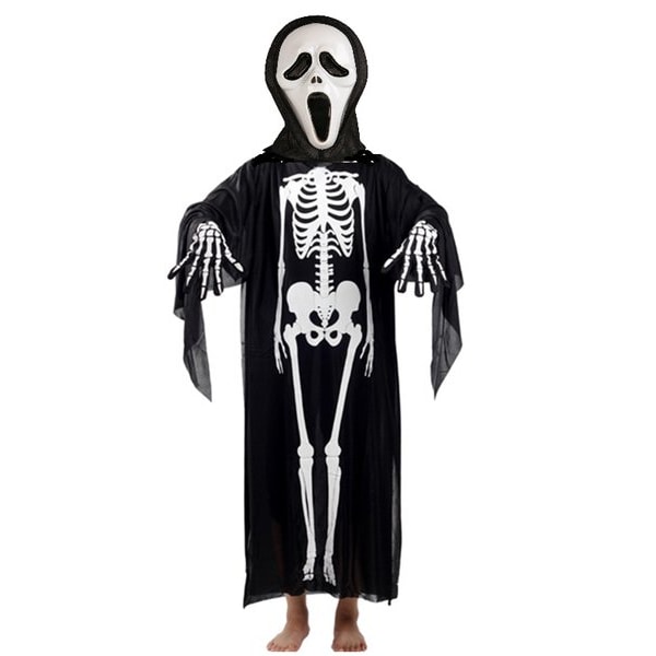 Halloween kostume Unisex børneskelet + handsker + maske Unisex børn one  size e2a9 | one size | 250 | Fyndiq