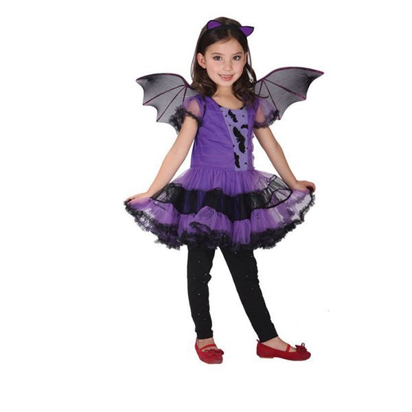 Halloweendräkt 'Batgirl' / klänning /  vingar Barn Flicka Purple 152