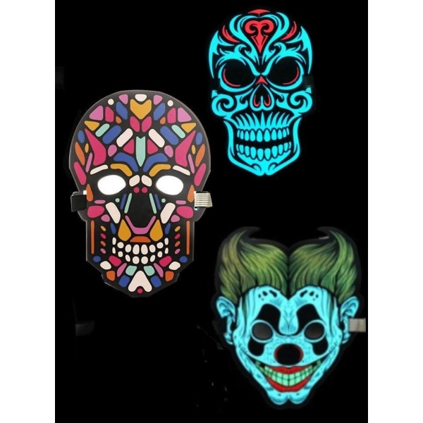 Led maske med musikstyring - klovn Halloween clown