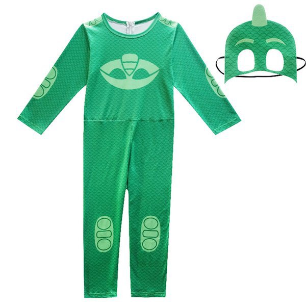 Pyjamasankarit Unisex Children - täysi puku + silmänaamari Green PJ Masks -Storlek: grön 110 cl