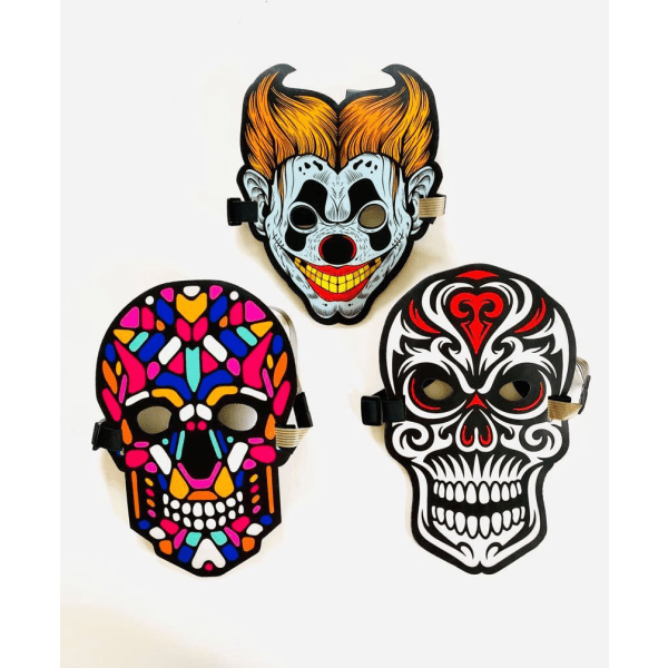 Led mask med ljudkontroll - skelett multi färgad skelett multi färgad