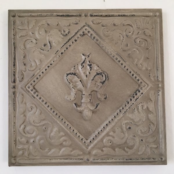 Tavla i metall - handgjorda Beige