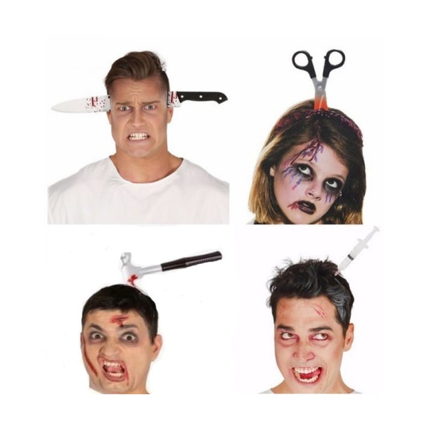Halloween tilbehør Unisex Børn, knive etc gennem hovedet m d one size