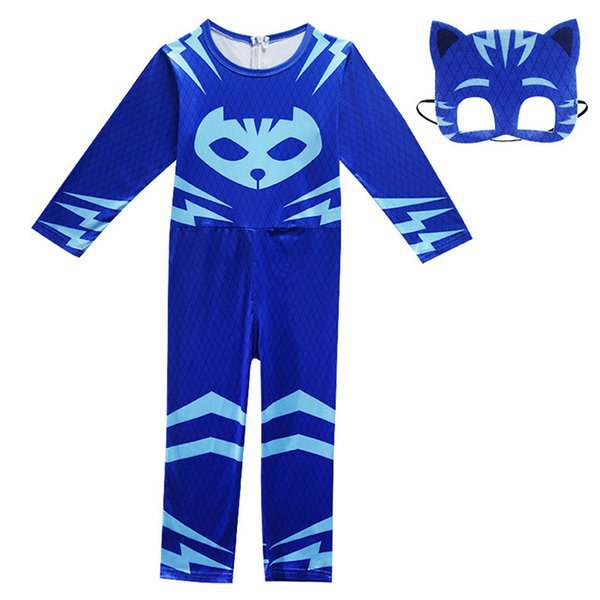 PJ Masks / Pyjamashjältarna - hel dress+ ögonmask PJ Masks - Storlek: blå 110 cl