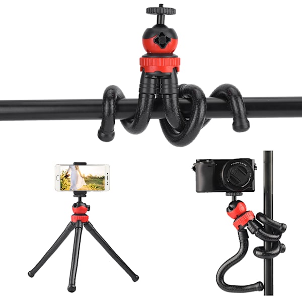 Mini Bärbar Flexibel Skrivbordsstativ med Kulhuvud för DSLR-kamera Smartphone (Röd)