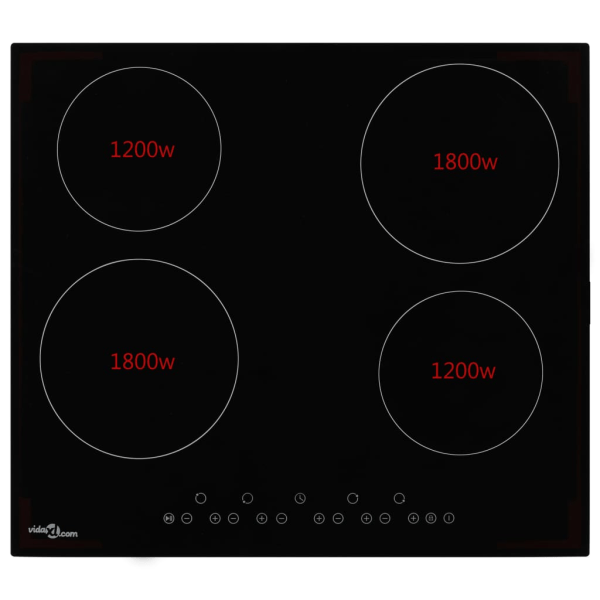 Keramisk kokeplate med 4 soner og touch-kontroll 6000W