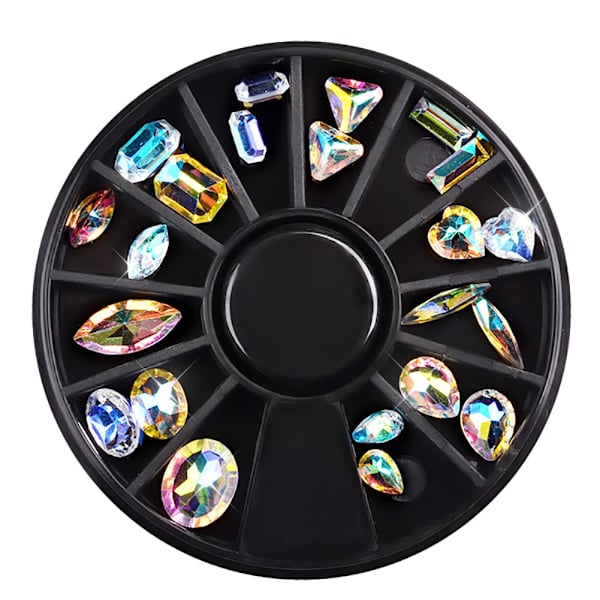 Blandet AB Farve Neglekunst Rhinestone Glitter Vanddråbe DIY Dekoration Sticker Manicure Værktøjer