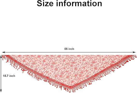 Lätt Mjukt Lövspetsfringes Triangulär Blommig Mode Handduk Halsduk Wrap för Kvinnor, Babyrosa