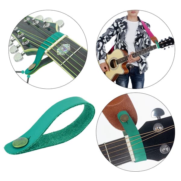 Gitarhals Rem Stropp Knapp Hoved Stropp Bånd Bærbar Gitarer Tilbehør (Grønn)