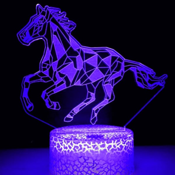 3D Hest Nattlys Bordlampe Optisk Illusjon Lamper 7 Farger Skiftende Lys LED Bordlampe Jul Hjem Kjærlighet Bursdag Barn Barn Dekor Leke Gave