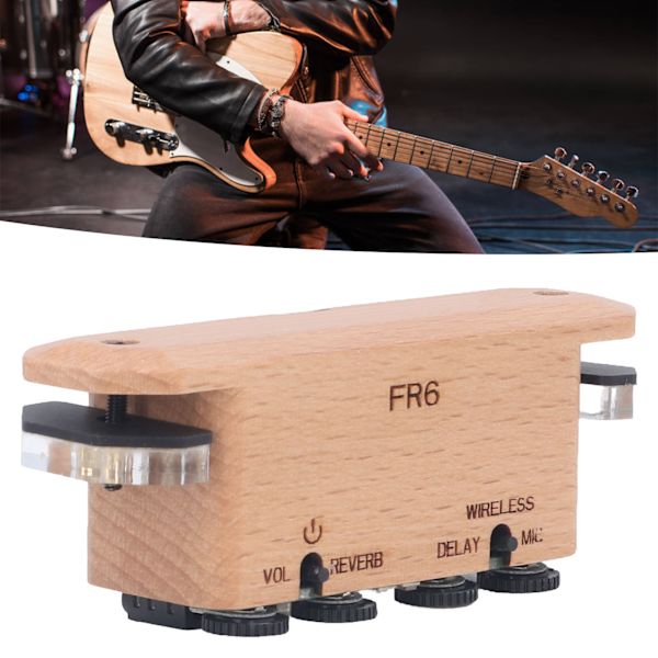 Vibrationsljudhålsmikrofon Inbyggd Reverb Delay Trägitarrljudmikrofon för konsert
