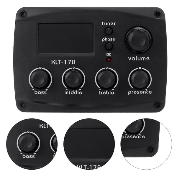Guitar Pickup LCD Display Tuner Sæt Kit Instrument Tilbehør Udskiftning til Folk ClassicKLT-17B