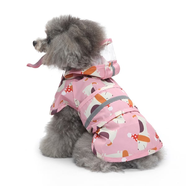 Sød hunderegnfrakke tøj reflekterende hvalp regnjakke mode tegneserie York puddel små store hunde vandtæt beklædning kostumer (Pink XL)