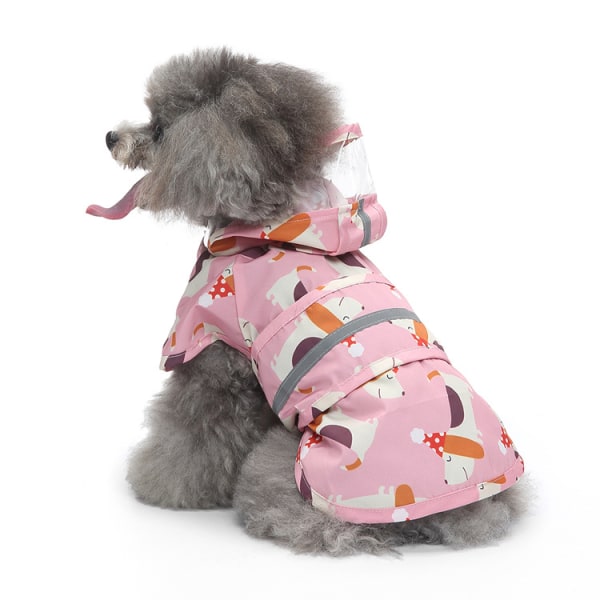 Söt Hund Regnjacka Kläder Reflekterande Valp Regnjacka Mode Tecknad York Poodle Små Stora Hundar Vattentät Kläder Kostymer (Rosa M)