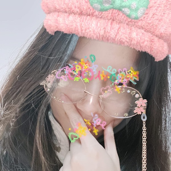 Kawaii-lasit ketjulla, Kawaii-tarvikkeet mukana, söpöt lasit cosplay-tarvikkeiksi, Kawaii Sakura -tarvikkeet, valkoiset