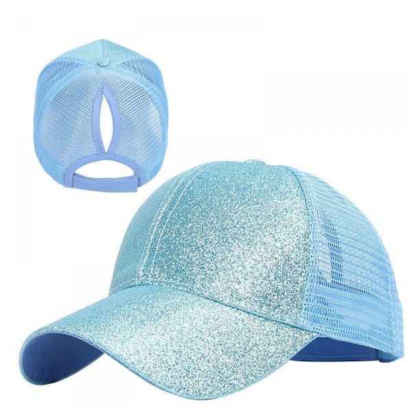Flickhatt med glitter för flickor, basebollkeps med hög hästsvanshål, solskärm för små flickor