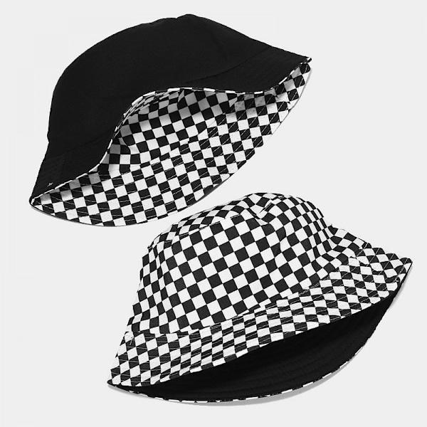 Wekity Sød Spand Hat Strand Fisker Hatte til Kvinder, Reversible Dobbelt-Side-Wear Unisex (Gitter, Sort og Rød)