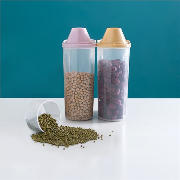 Spannmålsförvaringsbehållare, set med 4 genomskinlig plastmatbehållare, 1,9 l organizer för spannmål, havre, bönor (flera färger)