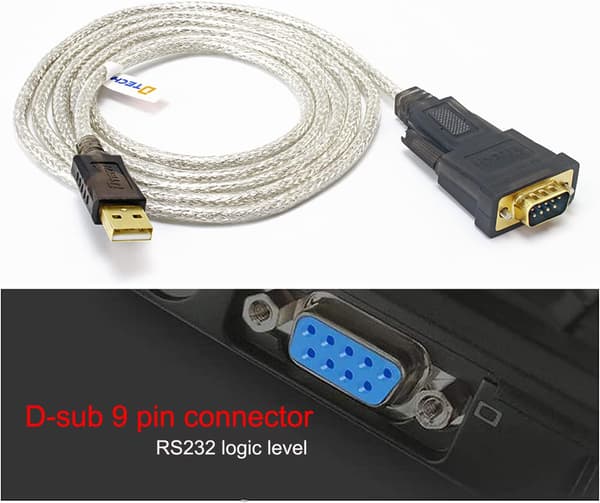 Seriekabel til USB-adapter  Støtter USB-seriekabel støtter win7/win8/win8.1/win 10-system, MAC Apple-system, Linux-operativsystem, (6 fot)