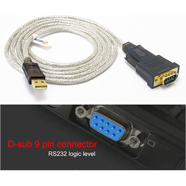 Serielkabel til USB-adapter  Understøtter USB-seriekabel understøtter win7/win8/win8.1/win 10-system, MAC Apple-system, Linux-operativsystem, (6 fod)