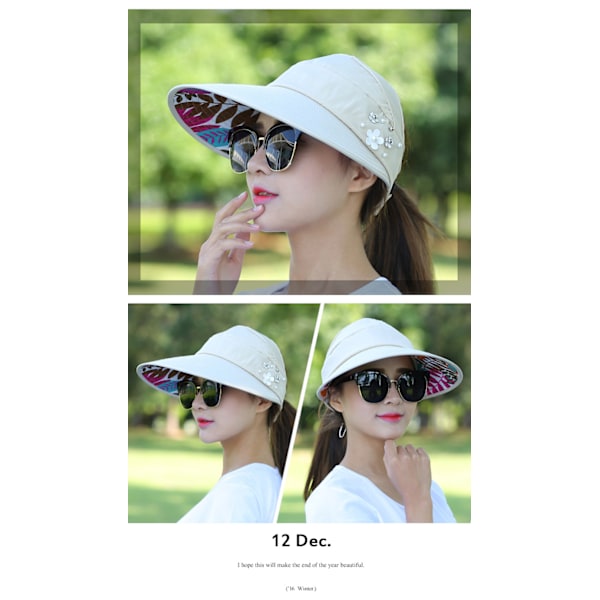 Dam solhatt strandhatt UV-skydd Anti-UV Casual Visors Fällbar keps för utomhusbruk (röd)
