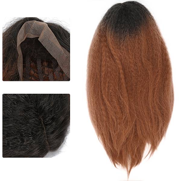 Brun Gradient Peruk för Kvinnor, Högtemperaturfiber, Lång Lockig, Trendig Syntetisk Peruk