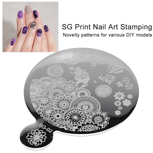 Neglekunst Stempel Fashion Spejl Blomst Manicure Plader DIY Polering Print Stempel Stencil SG-02