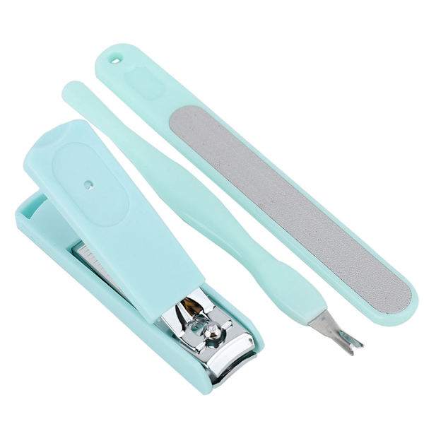3 st rostfria nagelklippare + död hud gaffel + nagelfil manikyr pedikyr verktyg grön