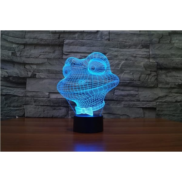 WJ 3D Frø Fjernbetjening 16 Farve Natlys Illusion Akryl LED Bordlampe Sengelampe Børneværelse Skrivebordsdekoration Fødselsdagsgaver Legetøj til børn