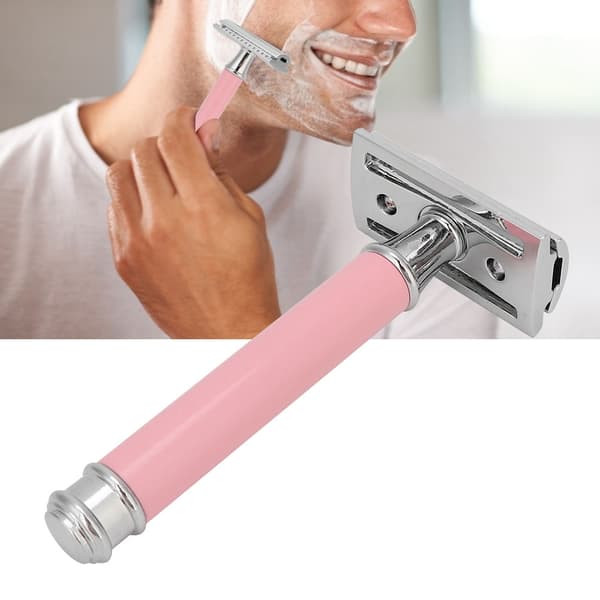 Traditionel dobbeltbladet sikkerhedsskraber til mænd - Pink
