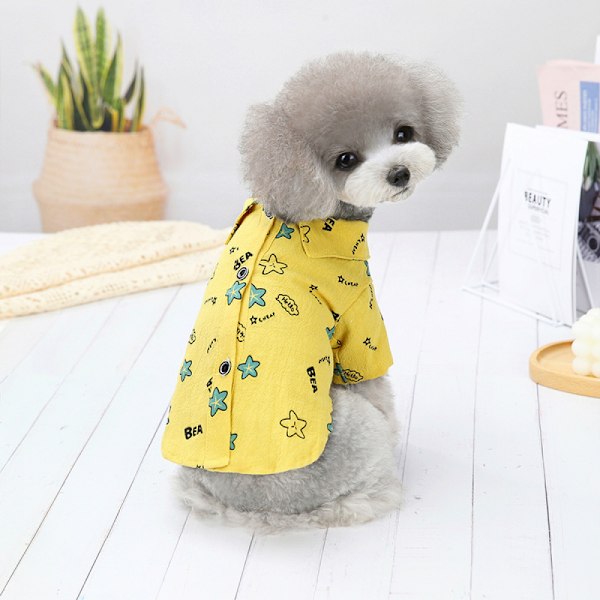 T-skjorte for kjæledyrhund, sommertynn hundeklær, stjerneprint valpeskjørtklær, prinsesse kjæledyrvest (S-størrelse)