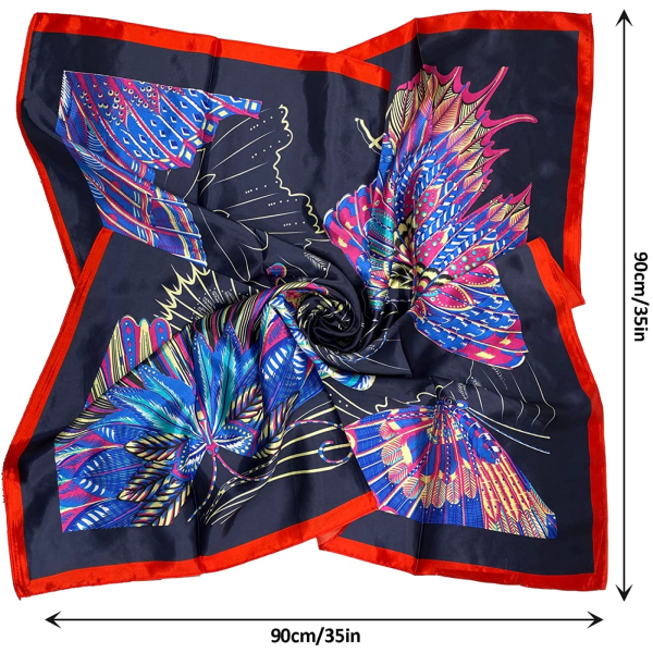 2-pack 35" Satin Silk Like Hair Scarf Bandana Light Head Wraps Hals Face Scarves Cover for Women, Feather