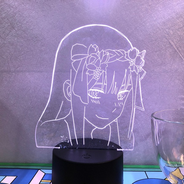 JUSTUP Anime Frank Zero Two 3D Nattljus 16 färger Dekorativ animelampa i sovrummet Led Illusion -- Mönster D （Svart säte）