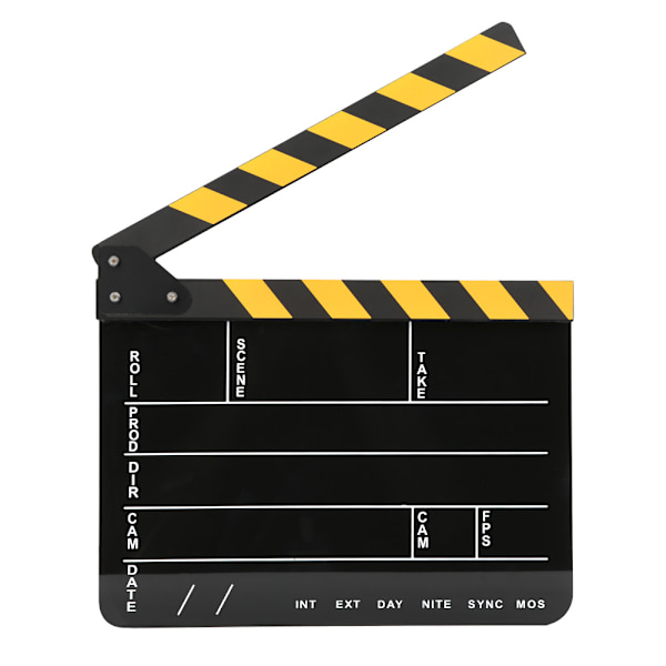 30x25CM Akryl Clapperboard Professionell Film Action Clap Regissör Fotografering VerktygGul Randig Svart Tavla