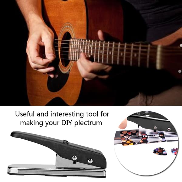Gitarrbas Plectrum Pick Punch Metall Maker med 2 formar DIY Verktyg Tillbehör (Svart)
