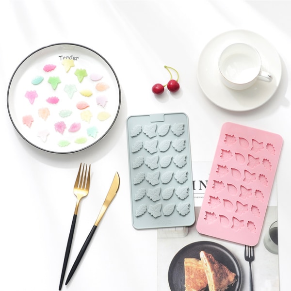 Høstkunst godteriformer Lønneblad silikonform 2 stk 3d blader formet håndlaget bakeform med 24 kapasiteter for DIY cupcake-dekorasjoner