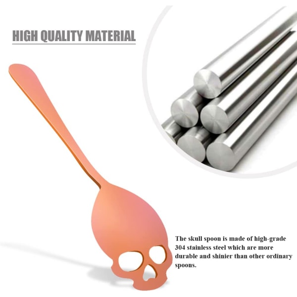 Skull Sugar Spoon 304 rostfritt stål tesked, kaffe- och teomrörningssked, stark och hållbar, sked säker och hållbar
