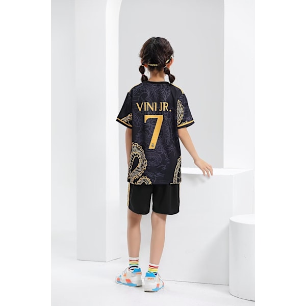 Real Madrid  Bellingham Barn Jersey Kit Borte Ungdom Vini Fotballdrakter Sett For Gutter Jenter Voksne 20 Black